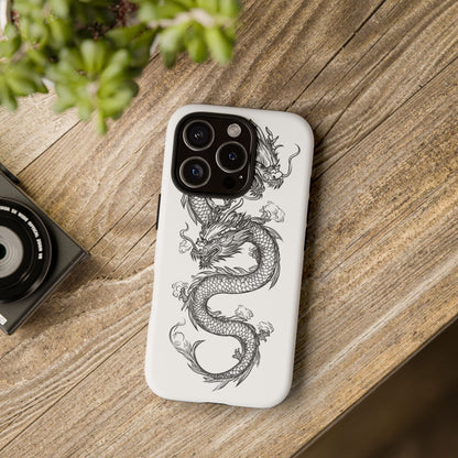 Dragons Phone Cases - Black Ink Tattoo Design of Dragons Tough Cases