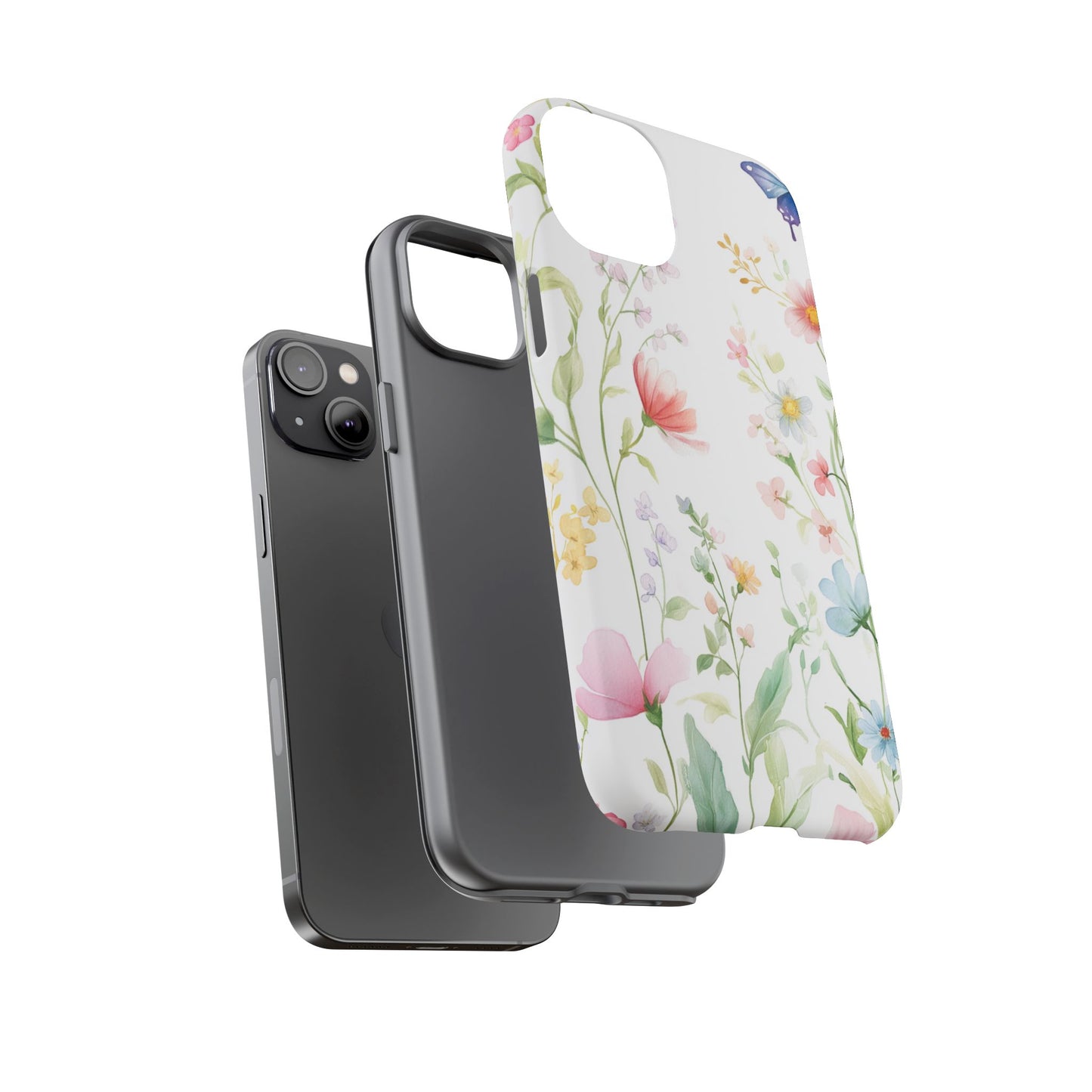 Watercolor Wildflower & Butterfly Phone Case - iPhone, Samsung, and Google case