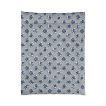 Light Gray Cozy Comforter Blanket with Striped Floral Design