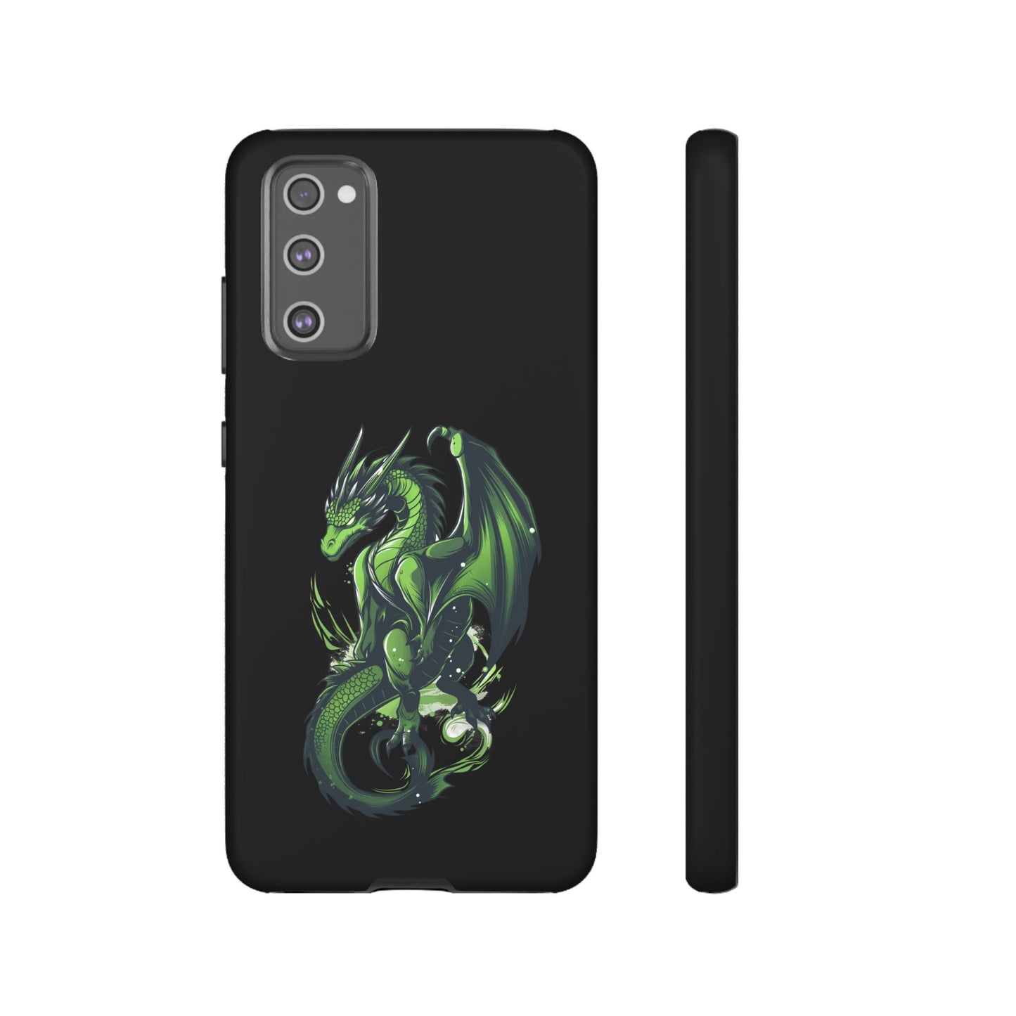 Tough Cases with Green Glowing Dragon design for iPhone, Samsung, and Google