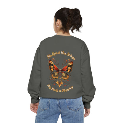 Butterfly Design Unisex Garment-Dyed Sweatshirt - Butterfly Sweatshirt