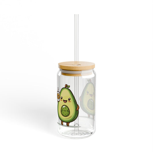 Cute Avocado Sipper Glass, 16oz