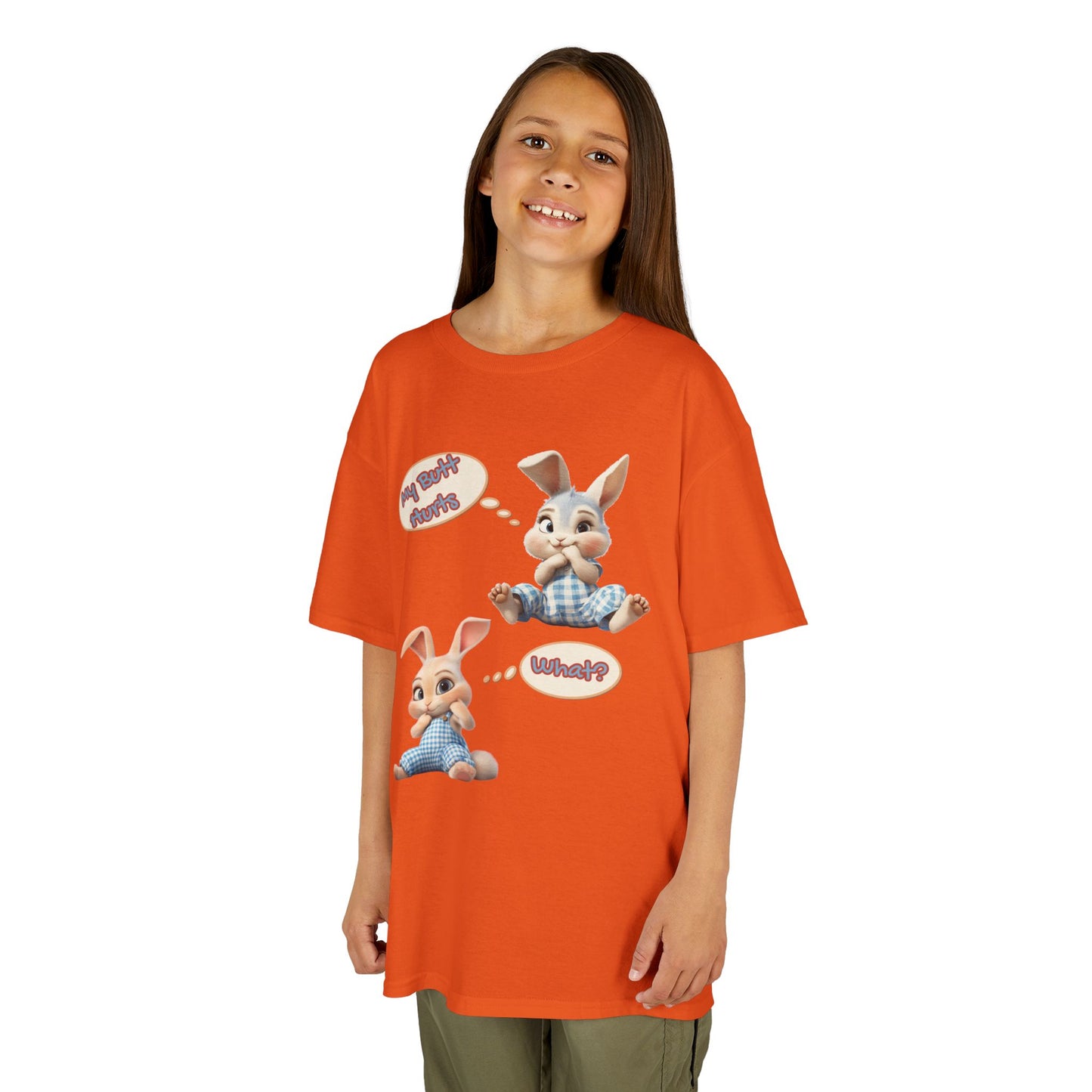 Cute Bunny Youth Heavy Cotton Tee - "My Butt Hurts" Graphic T-Shirt