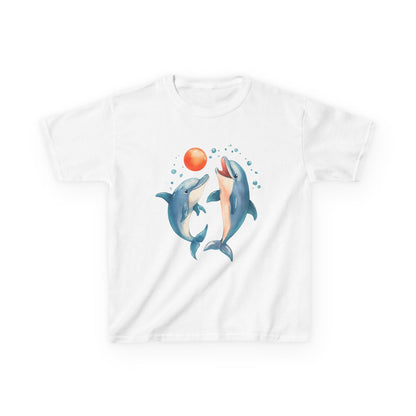 Playful Dolphins design Kids T-shirt- Unisex Kids Heavy Cotton™ Tee