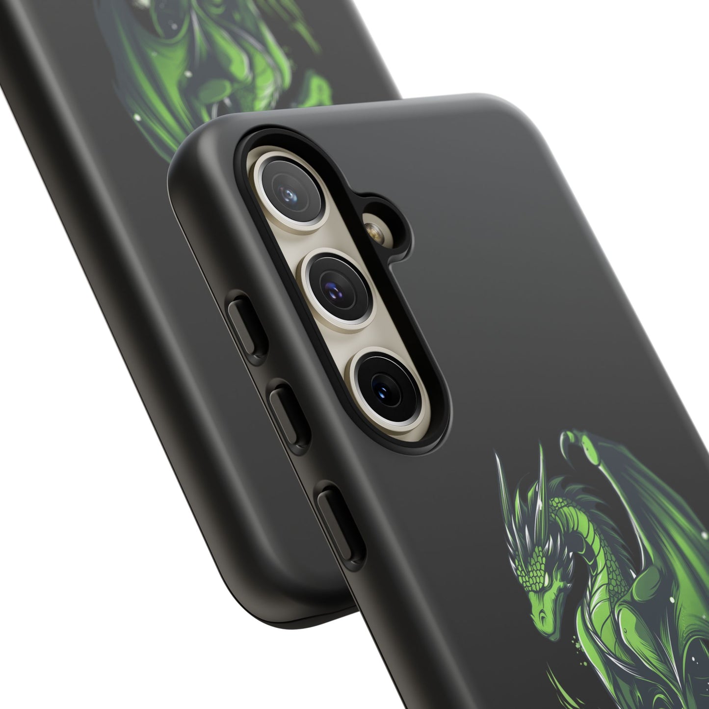 Tough Cases with Green Glowing Dragon design for iPhone, Samsung, and Google