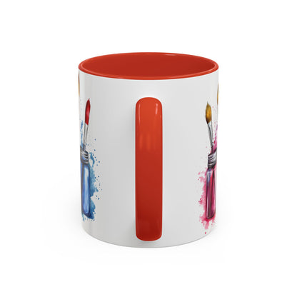 Paint Brushes Design Tea Cup - Accent Watercolor Coffee Mug, (11, 15oz)