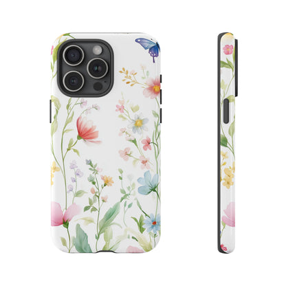 Watercolor Wildflower & Butterfly Phone Case - iPhone, Samsung, and Google case