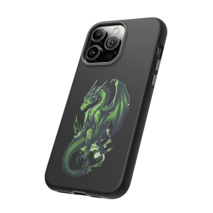 Tough Cases with Green Glowing Dragon design for iPhone, Samsung, and Google