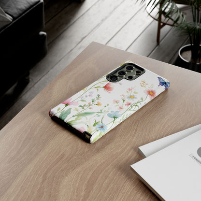 Watercolor Wildflower & Butterfly Phone Case - iPhone, Samsung, and Google case