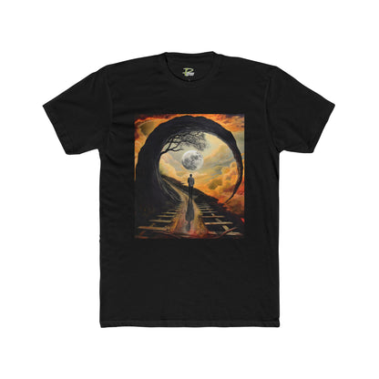 Men's Cotton Crew Tee - Moonlit Tunnel Path