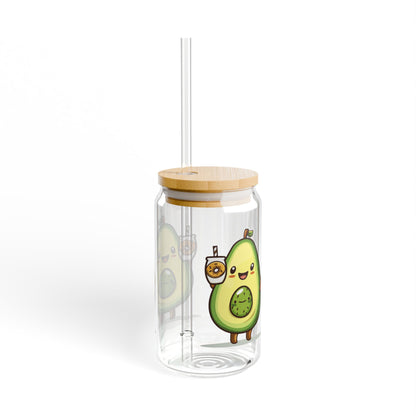 Cute Avocado Sipper Glass, 16oz