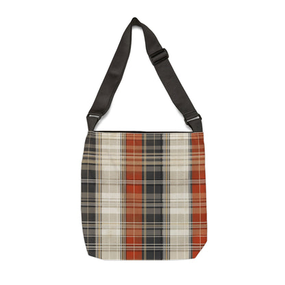 Adjustable Tote Bag - Plaid Pattern Tote Bag