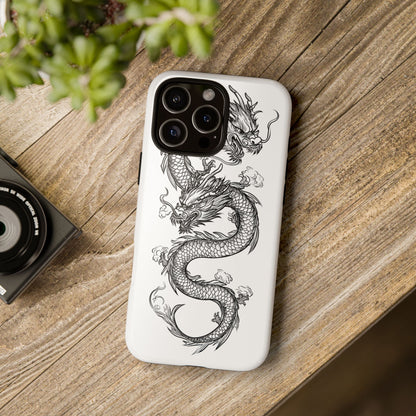 Dragons Phone Cases - Black Ink Tattoo Design of Dragons Tough Cases