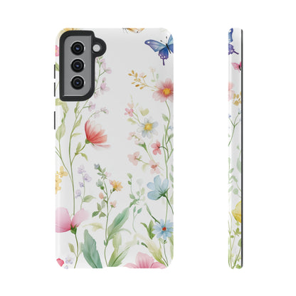 Watercolor Wildflower & Butterfly Phone Case - iPhone, Samsung, and Google case