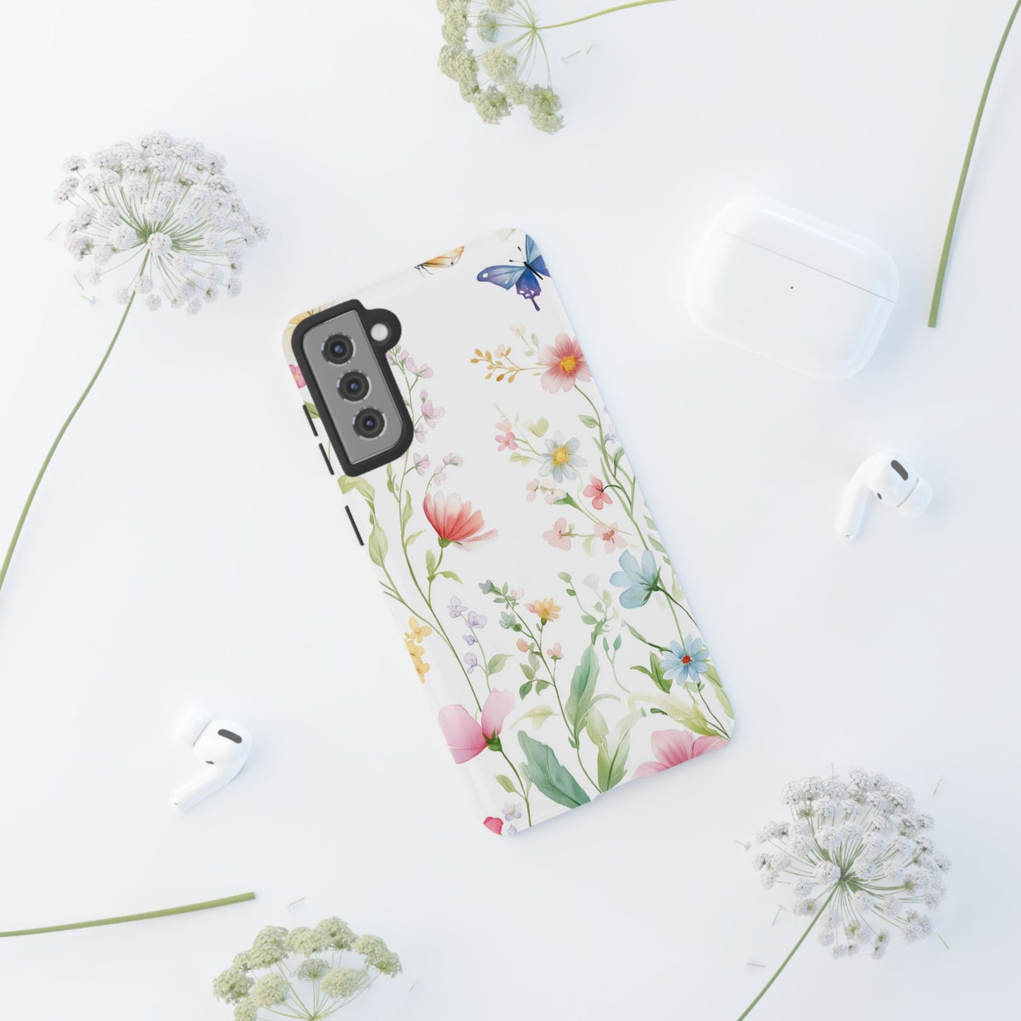 Watercolor Wildflower & Butterfly Phone Case - iPhone, Samsung, and Google case