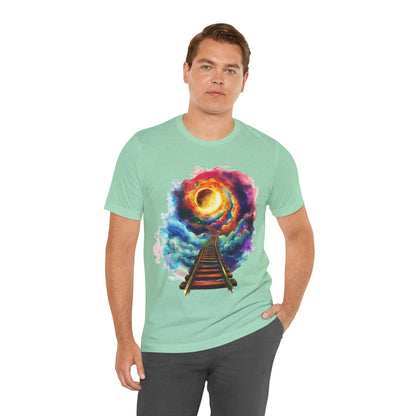 Unisex T-Shirt with 3D Watercolor Universe and an Abstract Representation with a Sun