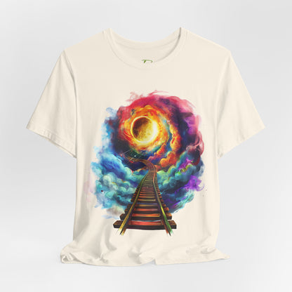 Unisex T-Shirt with 3D Watercolor Universe and an Abstract Representation with a Sun