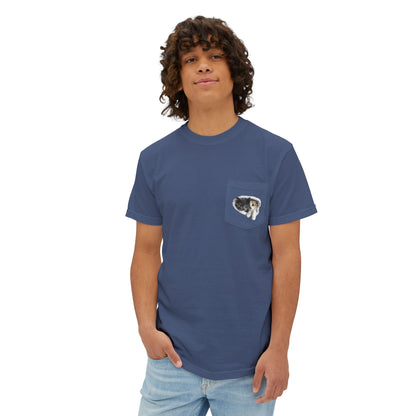 Cute 3D Cats in Pocket T-Shirt - Unisex Garment-Dyed Pocket Tee