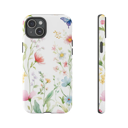 Watercolor Wildflower & Butterfly Phone Case - iPhone, Samsung, and Google case