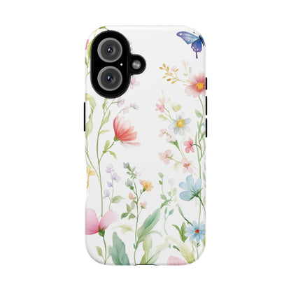 Watercolor Wildflower & Butterfly Phone Case - iPhone, Samsung, and Google case