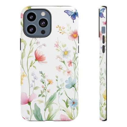 Watercolor Wildflower & Butterfly Phone Case - iPhone, Samsung, and Google case