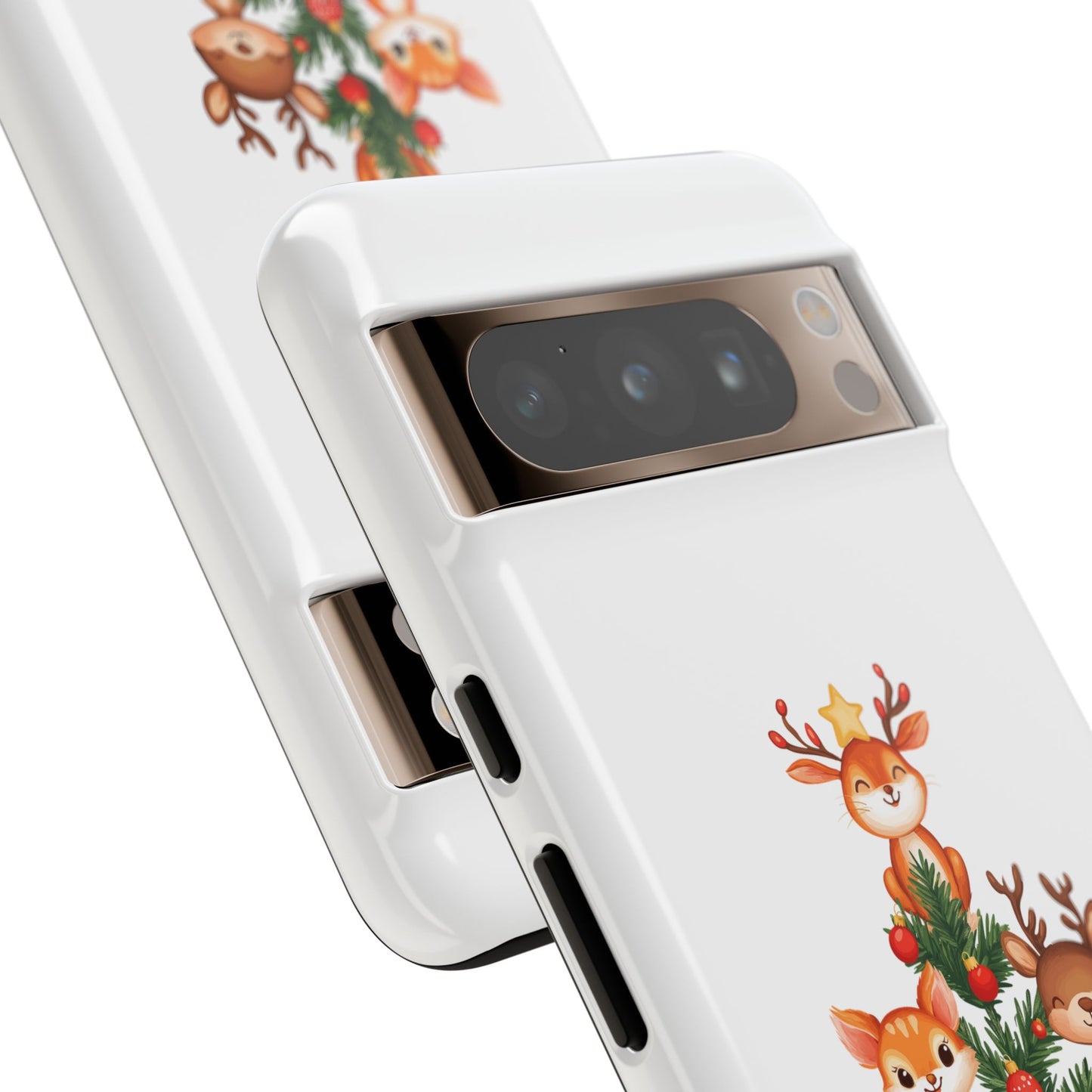 Festive Phone Case - iPhone, Samsung, and Google case - Cute Forest Animals on a Christmas Tree Case