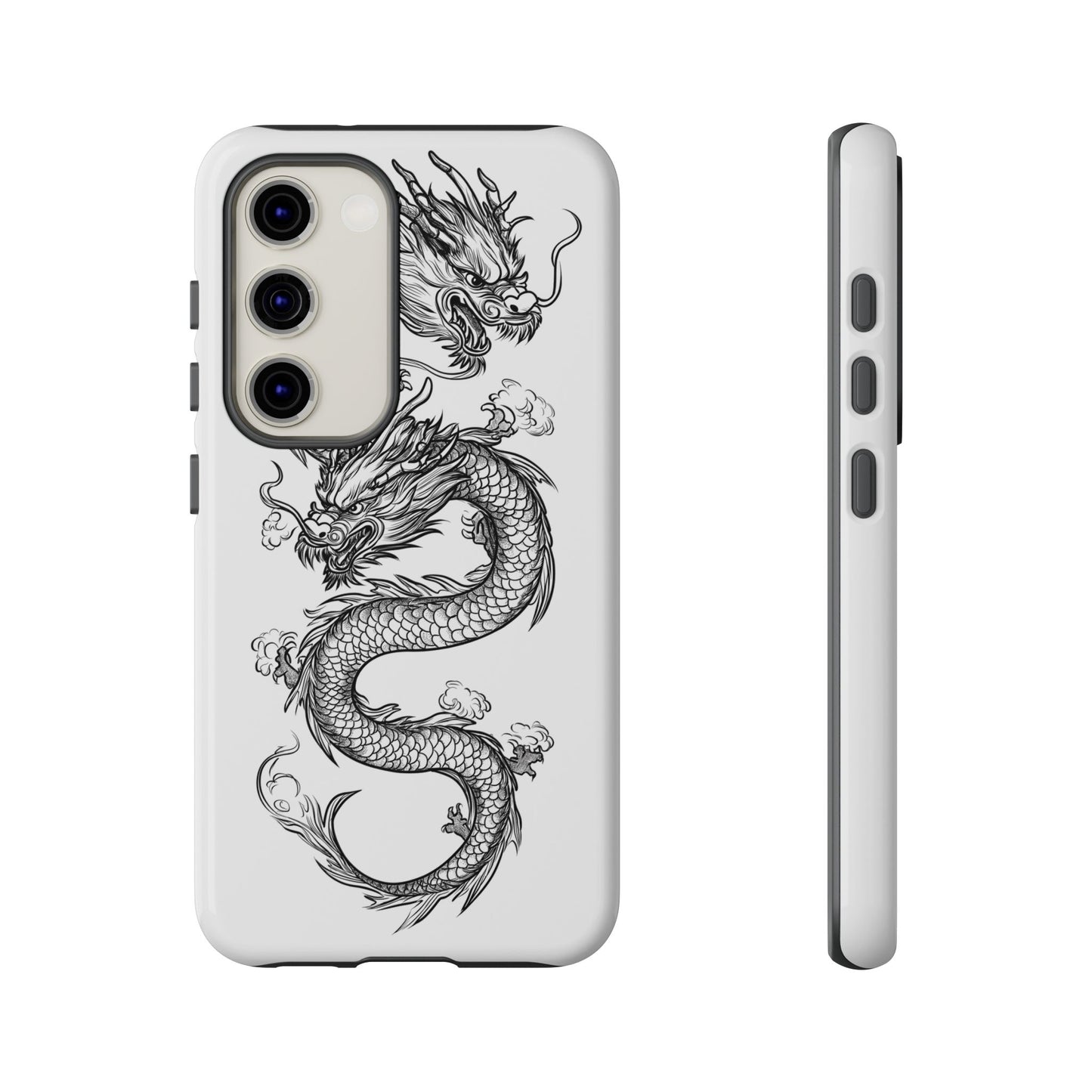 Dragons Phone Cases - Black Ink Tattoo Design of Dragons Tough Cases