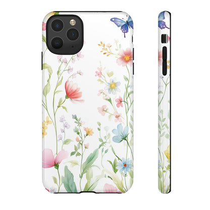 Watercolor Wildflower & Butterfly Phone Case - iPhone, Samsung, and Google case