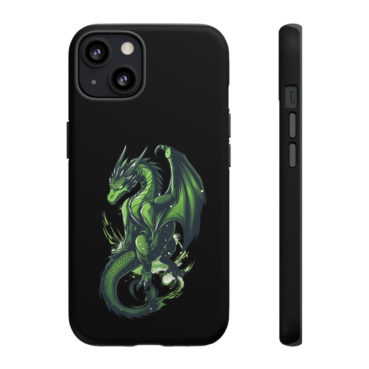 Tough Cases with Green Glowing Dragon design for iPhone, Samsung, and Google