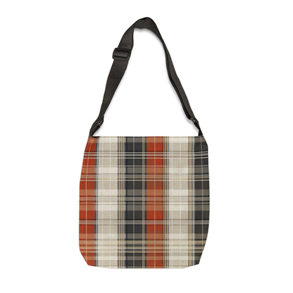 Adjustable Tote Bag - Plaid Pattern Tote Bag