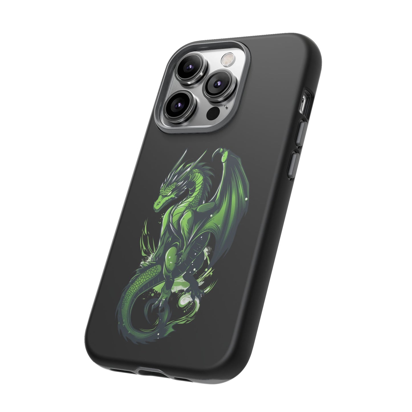 Tough Cases with Green Glowing Dragon design for iPhone, Samsung, and Google