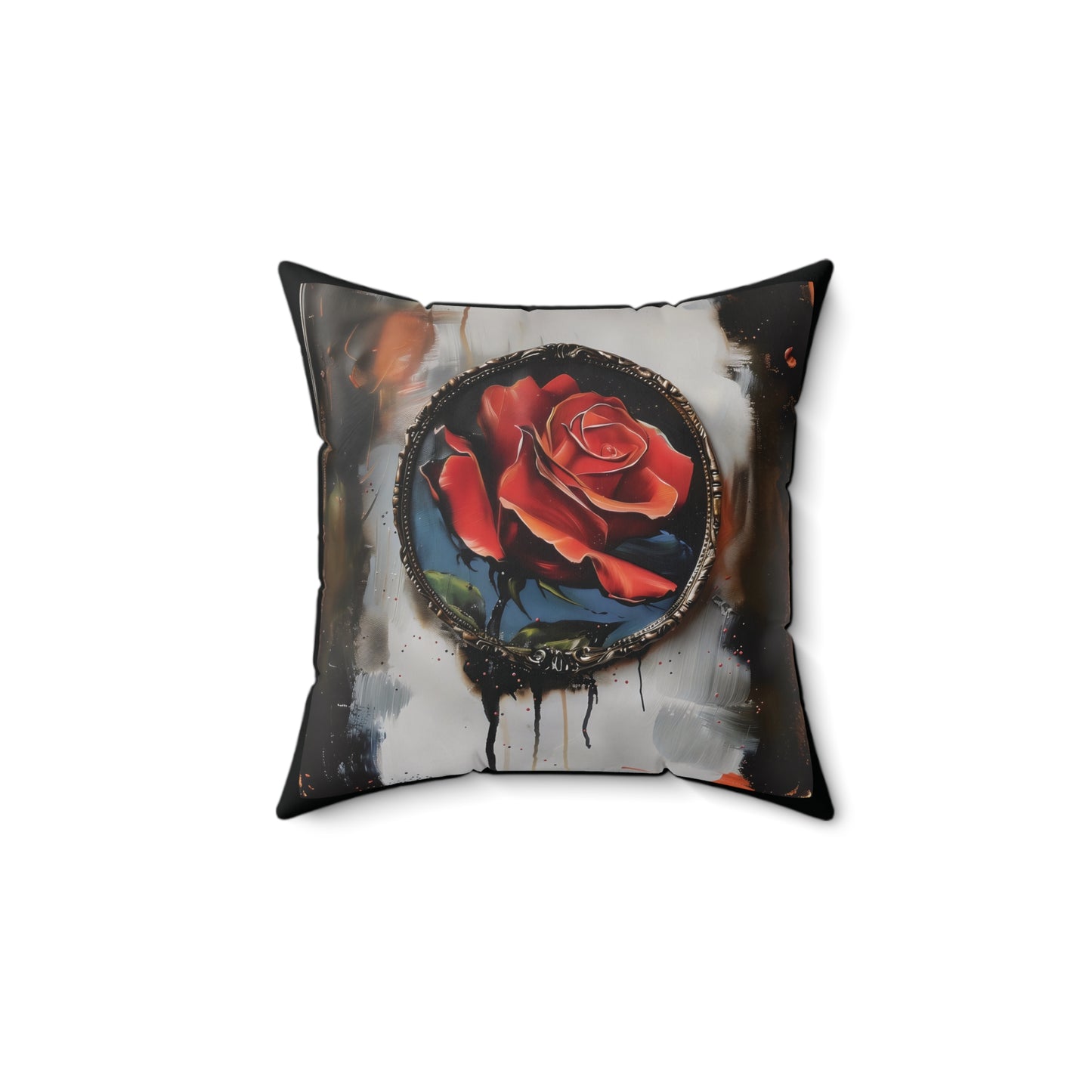 Rose Oil colored and Miniature Square Cushion Black