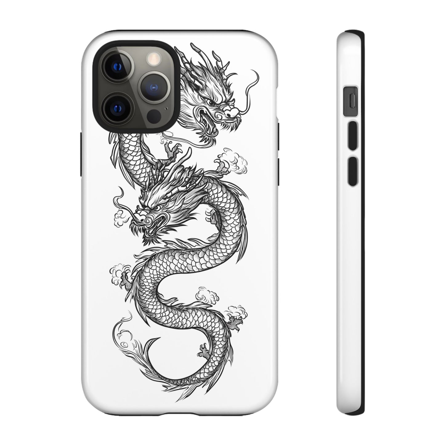 Dragons Phone Cases - Black Ink Tattoo Design of Dragons Tough Cases