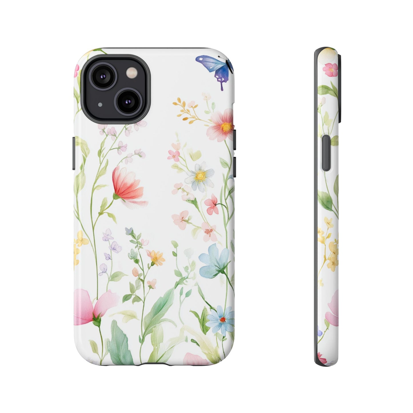 Watercolor Wildflower & Butterfly Phone Case - iPhone, Samsung, and Google case