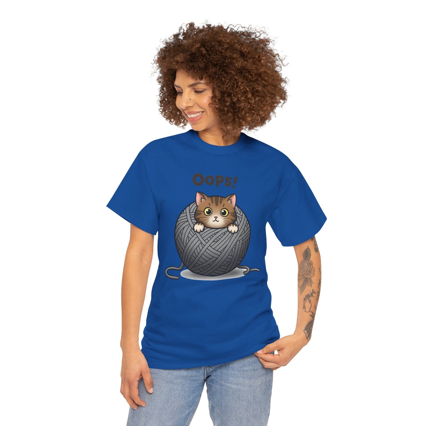 Cotton Tee with Cute Cat Design - 'Oops!' Humor for Cat Lovers