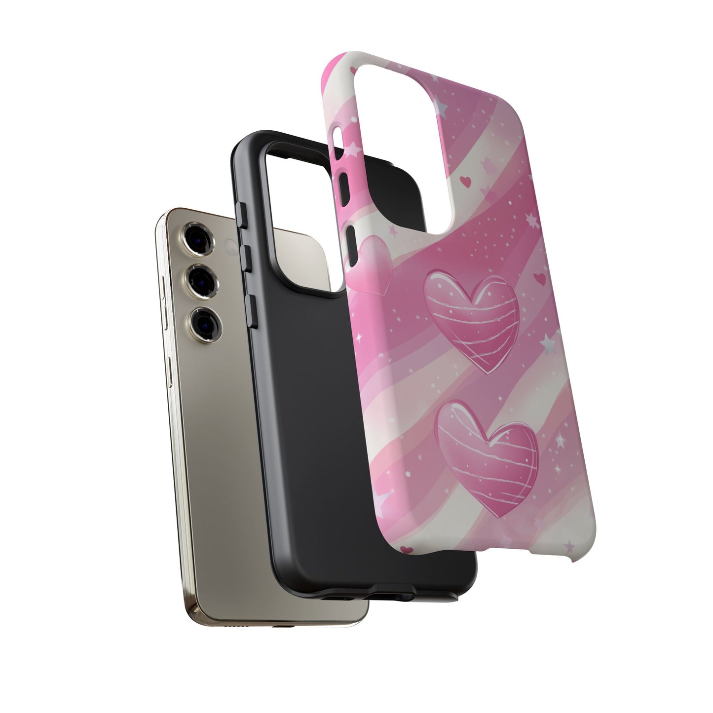 Pink Hearts Phone Case - iPhone, Samsung, and Google case