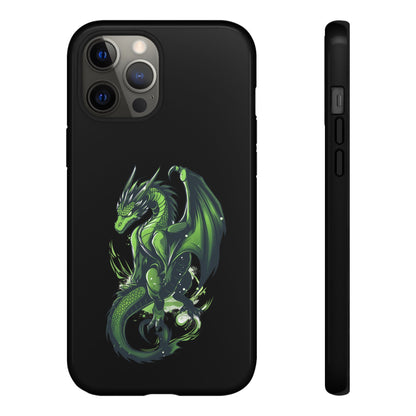 Tough Cases with Green Glowing Dragon design for iPhone, Samsung, and Google