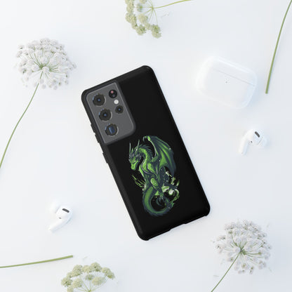 Tough Cases with Green Glowing Dragon design for iPhone, Samsung, and Google