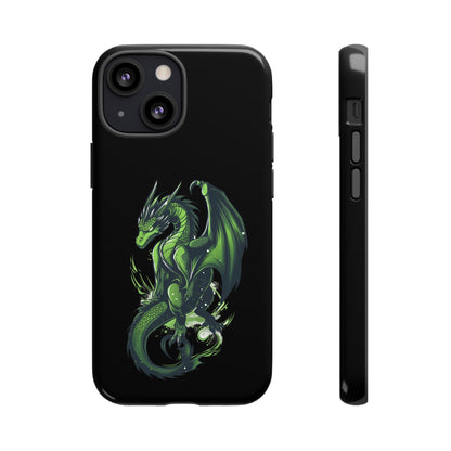 Tough Cases with Green Glowing Dragon design for iPhone, Samsung, and Google