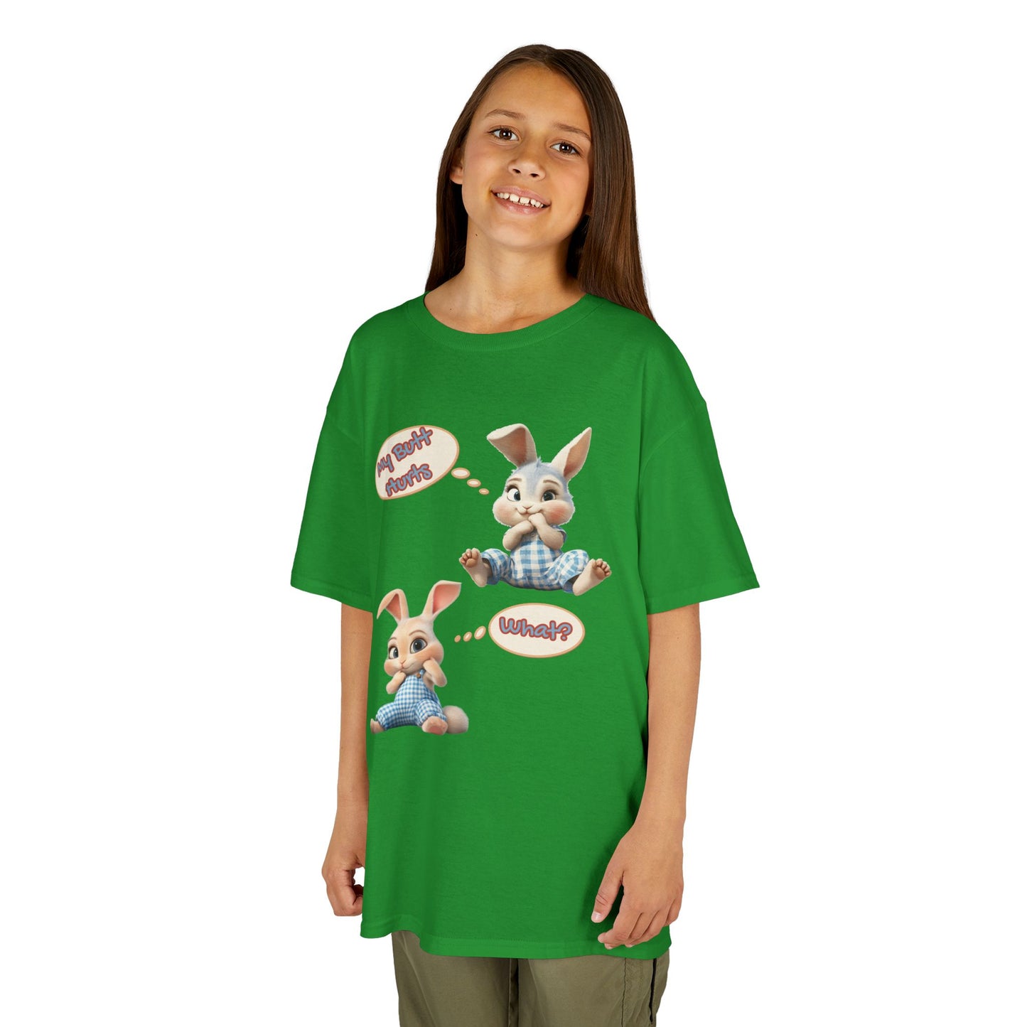 Cute Bunny Youth Heavy Cotton Tee - "My Butt Hurts" Graphic T-Shirt