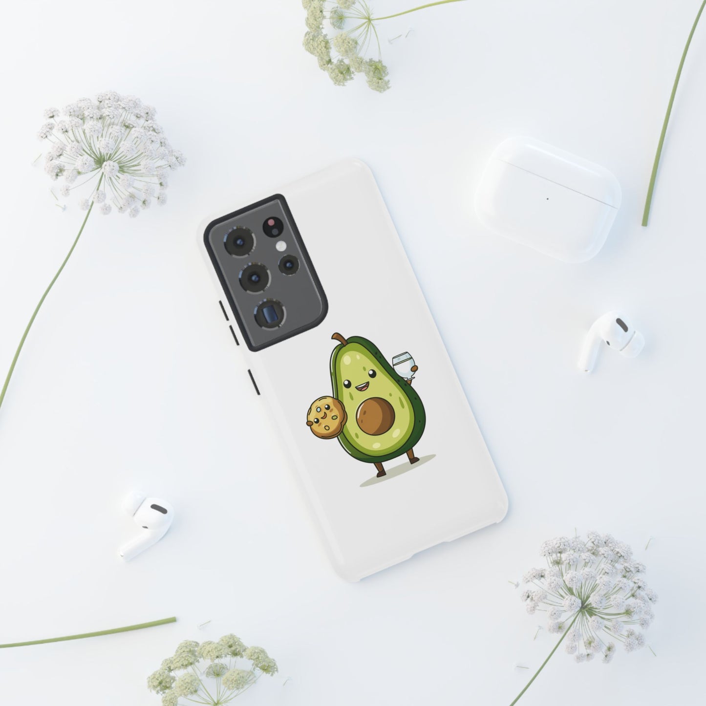 Tough Cases with Cute avocado cartoon character for iPhone, Samsung, and Google case