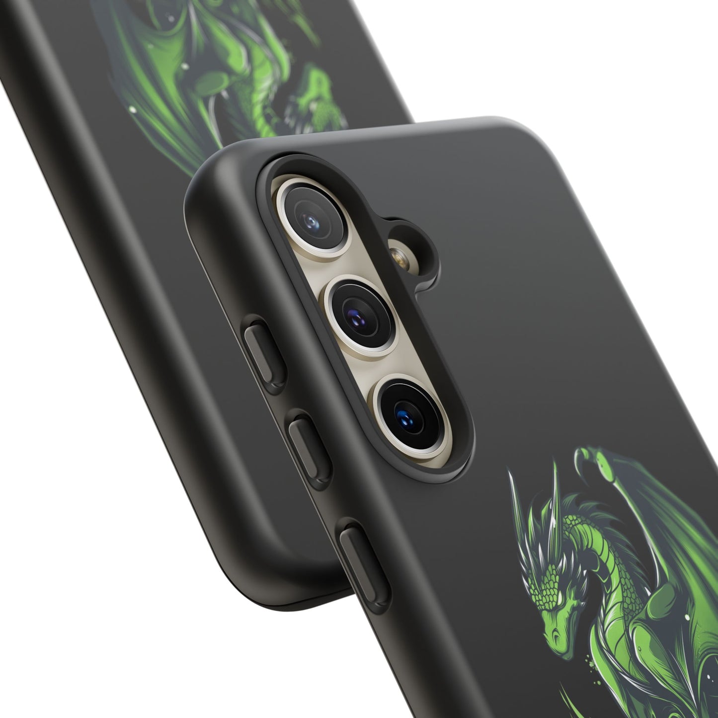 Tough Cases with Green Glowing Dragon design for iPhone, Samsung, and Google