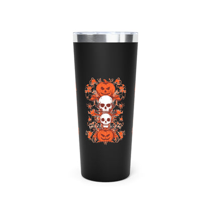 Copper Vacuum Insulated Tumbler, 22oz - Pumpkins, Skulls, and Spiders Insulated Tumbler - Spooky Tumbler