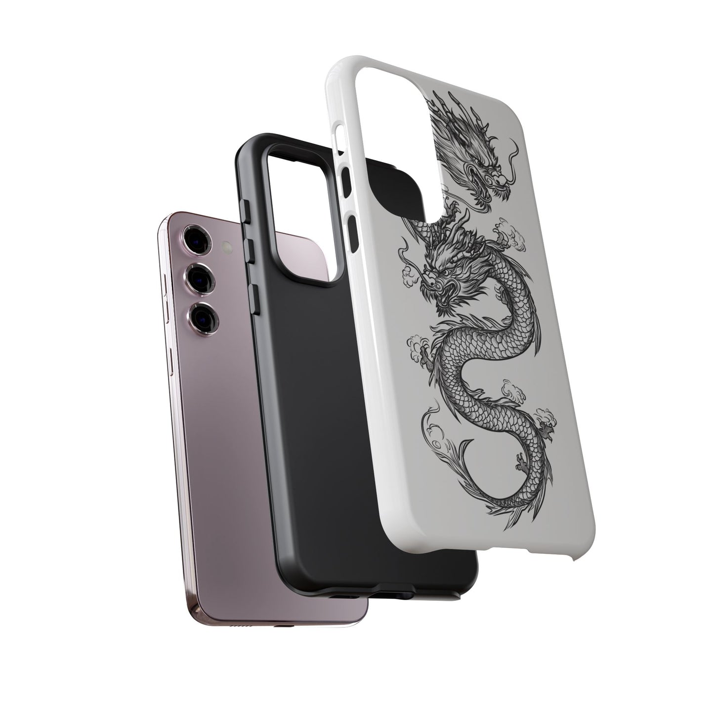 Dragons Phone Cases - Black Ink Tattoo Design of Dragons Tough Cases