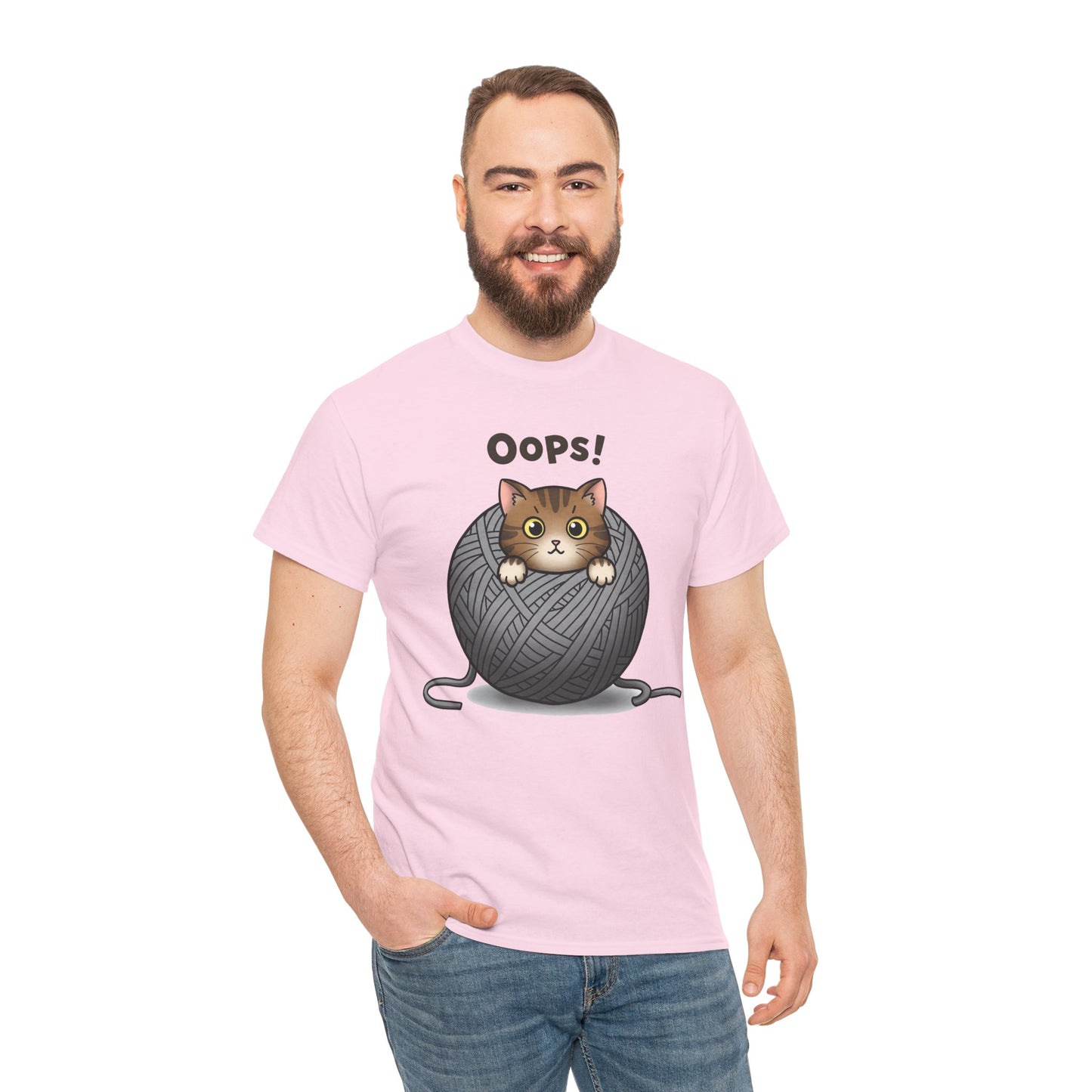 Cotton Tee with Cute Cat Design - 'Oops!' Humor for Cat Lovers
