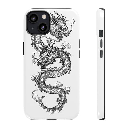 Dragons Phone Cases - Black Ink Tattoo Design of Dragons Tough Cases