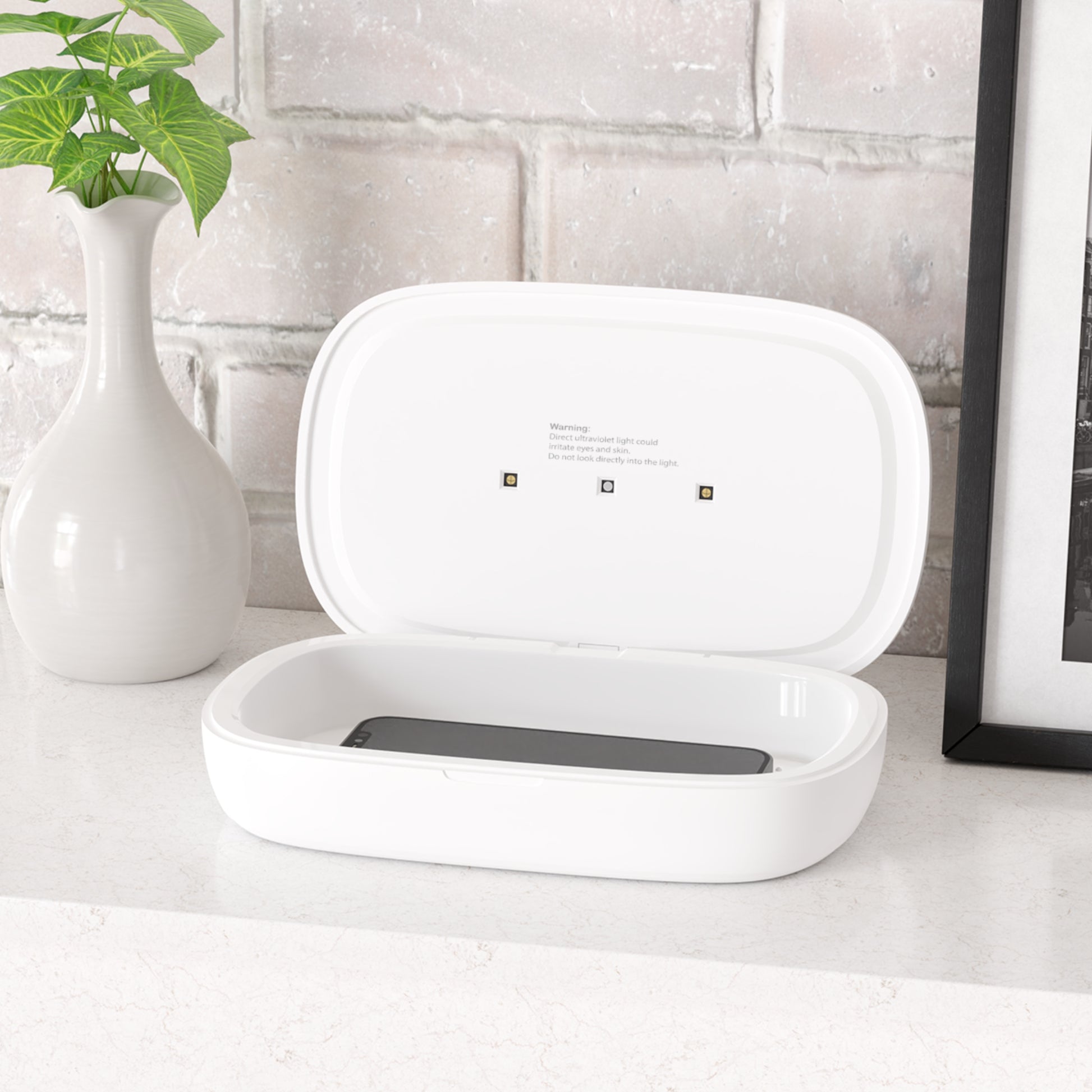 Portable UV phone sterilizer and wireless charging pad with desert cactus print