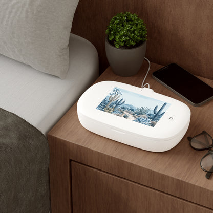 UV phone sanitizer and wireless charger with cactus motif