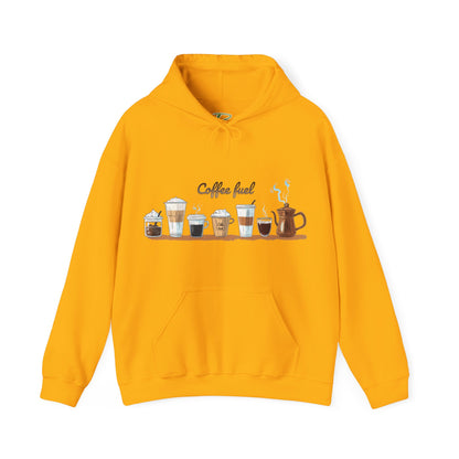 Coffee-themed hooded sweatshirt