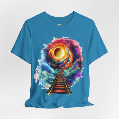 Unisex T-Shirt with 3D Watercolor Universe and an Abstract Representation with a Sun